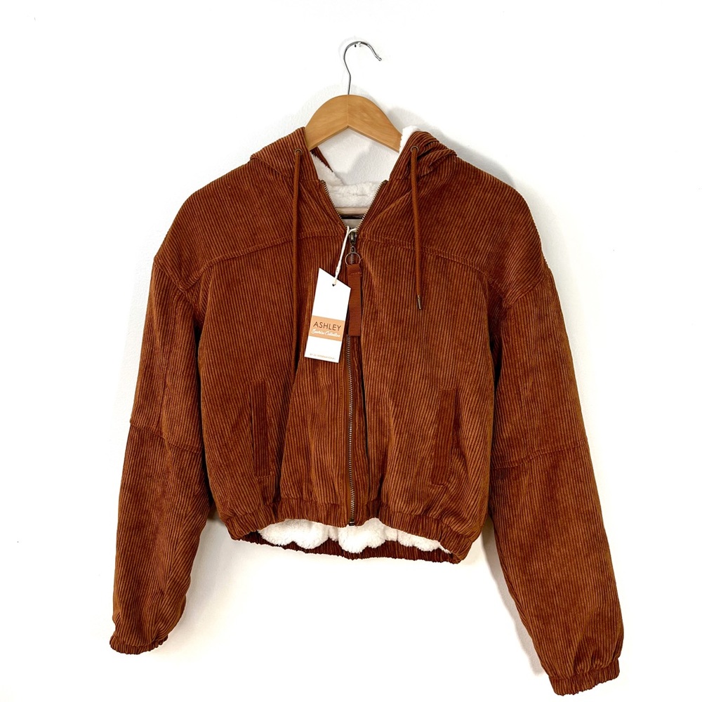 Ashley by 26 International | Cropped Zip-Up Jacket - Rust Orange / Brown
